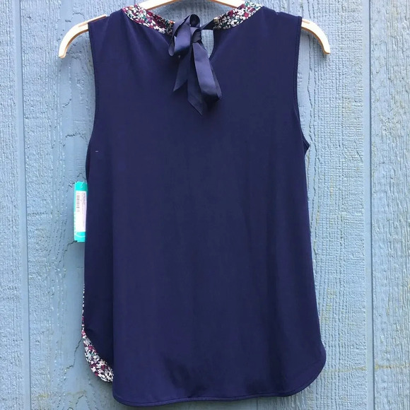 NEW 41 Hawthorn Women Medium Blue Floral Clearwater Surplice Blouse - Picture 3 of 6